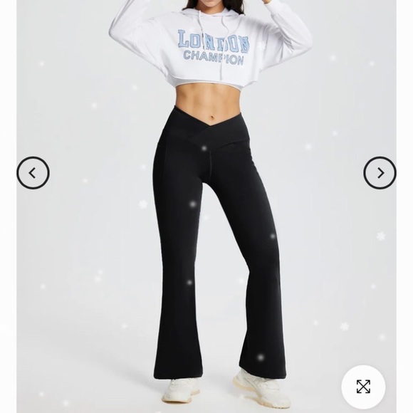 Baleaf Pants - Baleaf - Laureate 32'' Crossover High-Rise Flared Pants, Black, Small